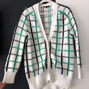 MAJE bubble plaid cotton sweater cardigan